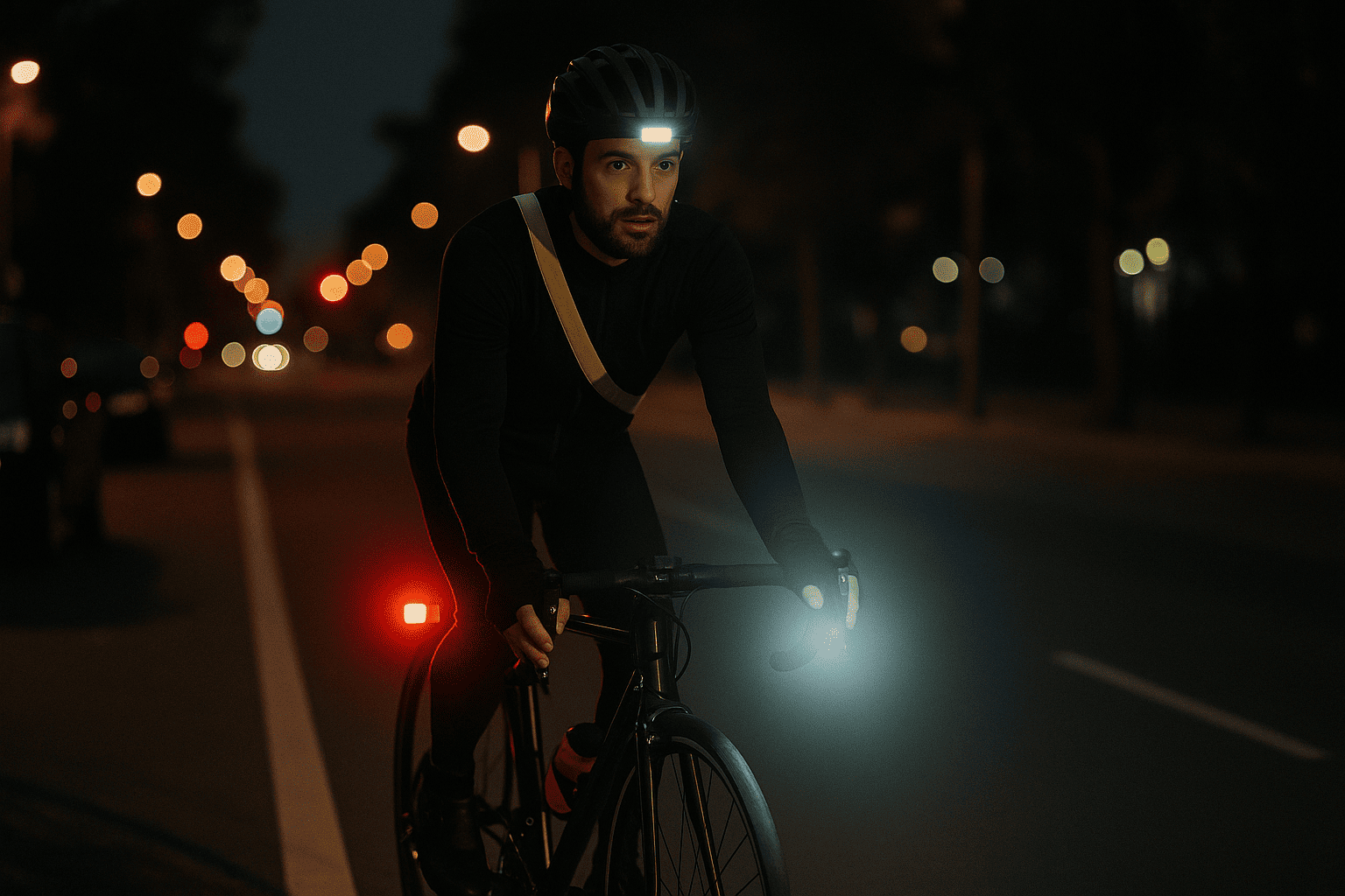 Pedalar  noite com segurana: Guia prtico de cuidados e equipamentos essenciais